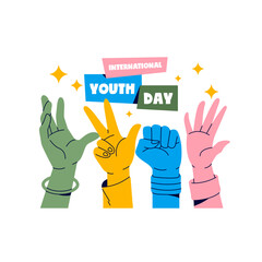 Fototapeta premium International Youth Day hands illustration