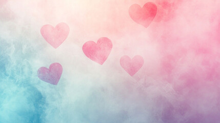 dreamy pastel background with subtle abstract hearts, creating a soft, romantic atmosphere. Perfect for conveying themes of love, affection, and gentle beauty in your designs