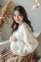 Naklejka premium A pregnant young woman