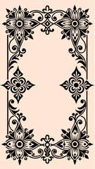 Black frame ornament at isolated pink background for your background or design