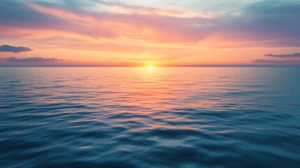Fototapeta premium A golden horizon rests over the tranquil evening sea.