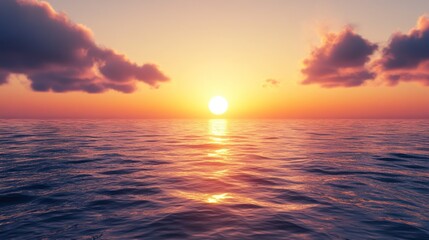 Obraz premium Peaceful waters reflect the beauty of a setting sun.