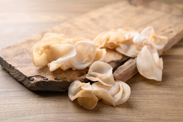 White jelly mushroom or wood ear mushroom, Asian edible mushroom, Food ingredient