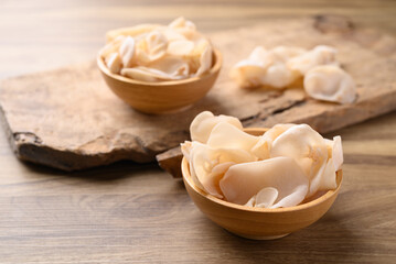 White jelly mushroom or wood ear mushroom, Asian edible mushroom, Food ingredient