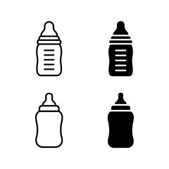 feeding bottle icon set. Baby feeding bottle vector flat icon color editable