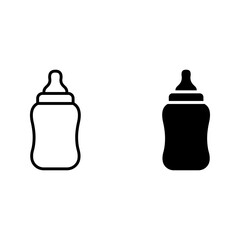 feeding bottle icon set. Baby feeding bottle vector flat icon color editable