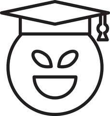 Happy Student Emoji Line Art
