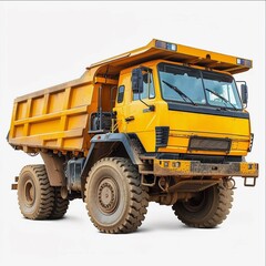 Fototapeta premium Articulated dump truck isolated on white background 