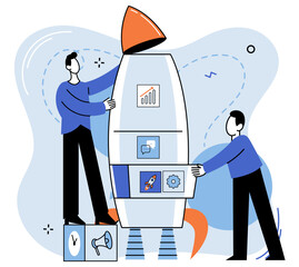 Team work vector illustration. Support from team members enhances individual and collective performance Together, team can achieve unity and accomplish great things Occupation satisfaction increases
