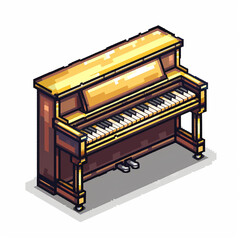 Fototapeta premium A cool retro 8 bit game art style image of a grand piano on a white background