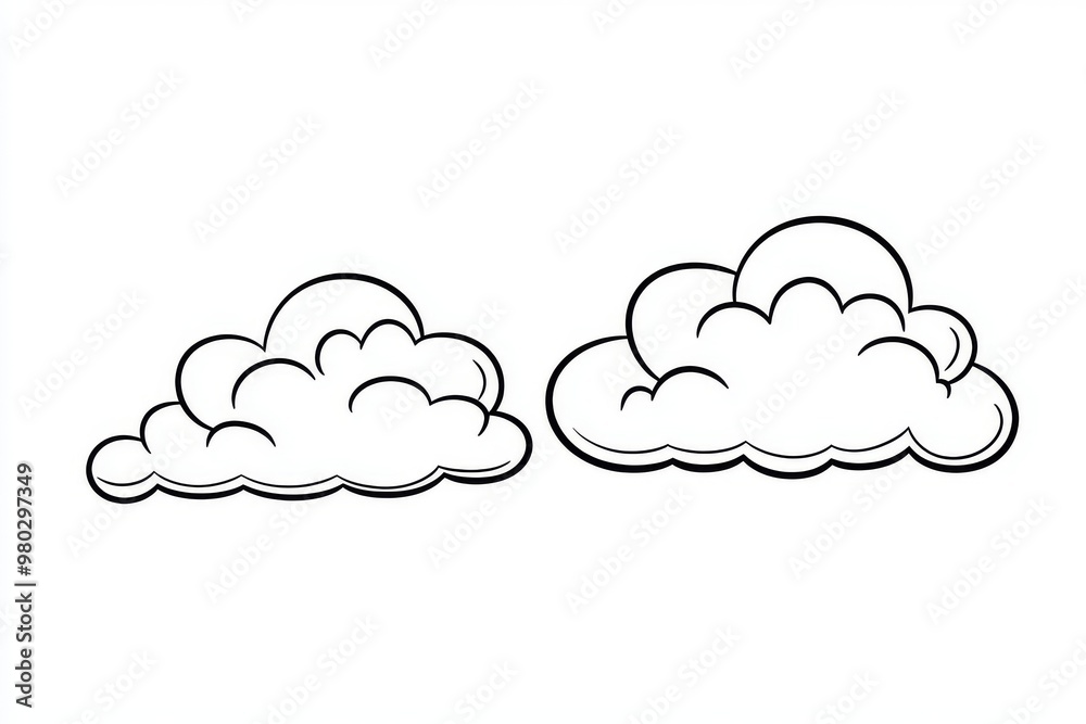 Wall mural continuous line art drawing of the sun and clouds