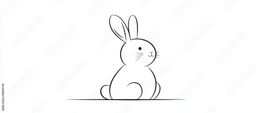 Wall mural the easter bunny is a continuous one line drawing in a simple minimalistic style suitable for greeti