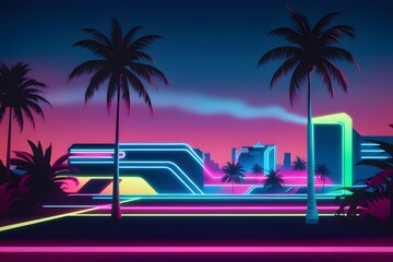 Neon Tropics: Cyberpunk Beachscape