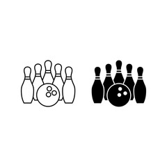 bowling vector icon set. pin bowling icon color editable