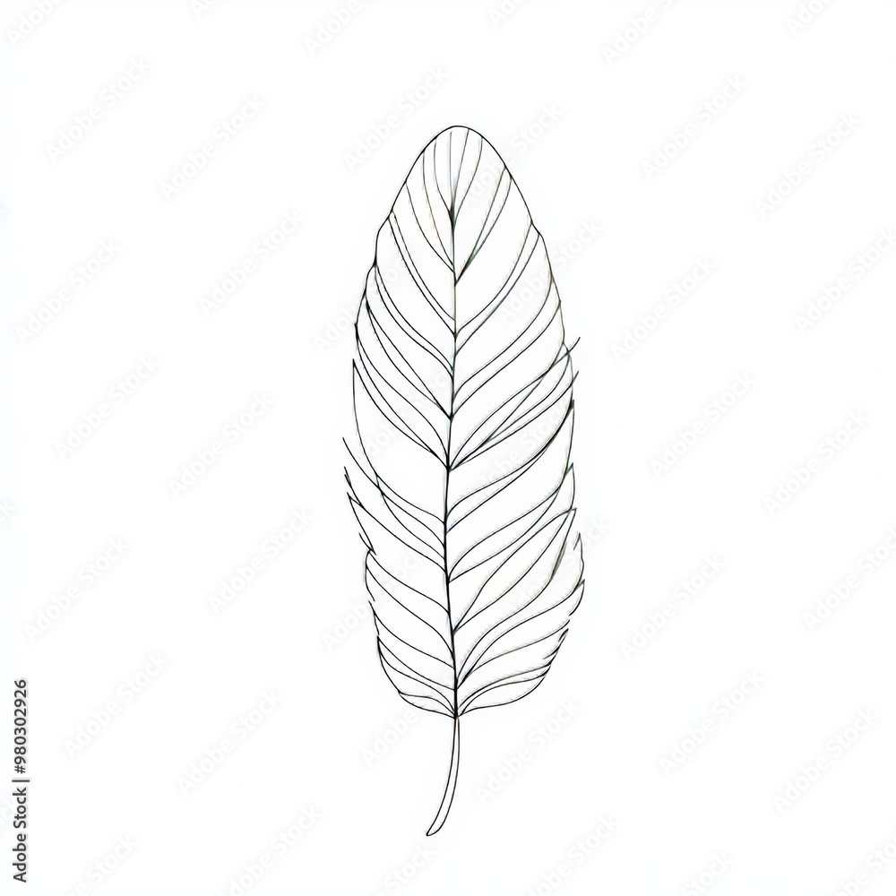 Wall mural the feather of a bird is drawn in one continuous line. hand-drawn minimalist illustration, modern de