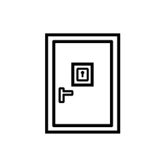 A clean vector graphic representing an exit door with a keyhole, illustrating a minimalist design ideal for digital interfaces and applications in user experience
