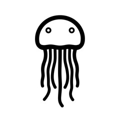 This vector icon features a jellyfish designed with clean lines in black, making it perfect for illustrations, educational materials, or web graphics