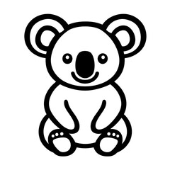 Obraz premium This straightforward line icon features an adorable cartoon koala sitting down, perfect for use in various design projects or children's materials