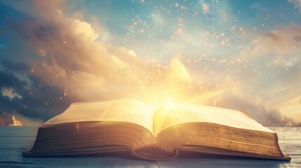 Open Bible with Heavenly Light