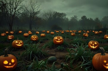 halloween pumpkins in the garden