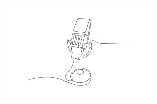 recommend clip art: continuous line vector illustration of a mic
