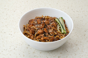 Jajangmyeon, black bean sauce noodles, Korean Food
