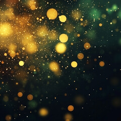 Obraz premium shimmering forest green texture with scattered gold accents, Abstract luxury christmas background, bokeh effects and sparkles.
