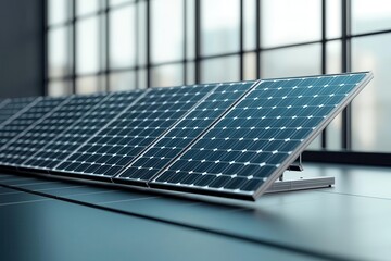 A factory with foldable or retractable solar panels that adjust to weather conditions for optimal energy collection