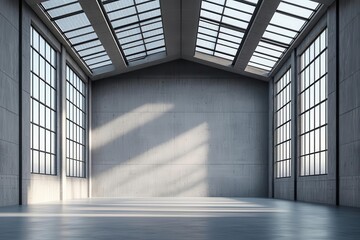 Obraz premium A factory hall built with solar-powered skylights