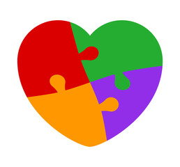 puzzle heart shape colorful, jigsaw game heart template, puzzle pieces