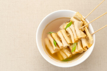 Odeng or Fish Cake Soup, Korean street food. 
