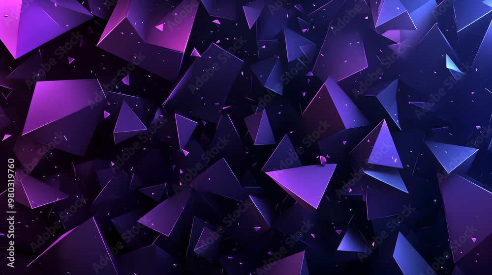 Wall mural abstract background with purple and blue geometric shapes.