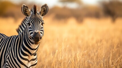 Fototapeta premium Majestic Zebra Grazing in the Serene African Savanna Landscape