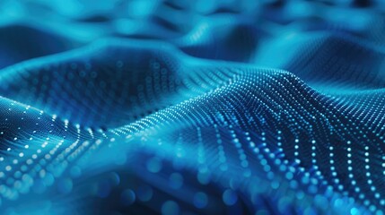 Blue abstract background of dots. Texture of random particles. Chaotic ornament, mosaic. Linear pattern of small dots