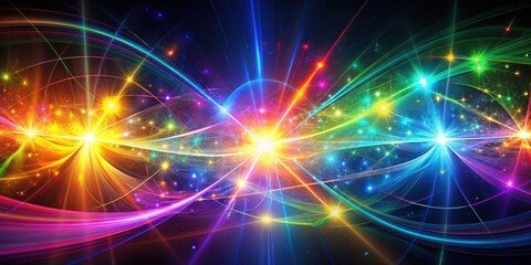 Naklejka premium Crazy mystical coloured light effects with abstract light lines and fractal shapes, mystical, coloured, light effects