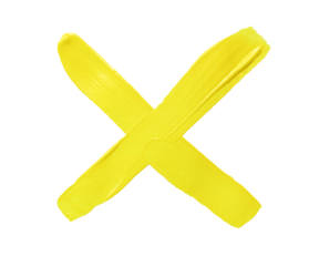 Cross mark of Yellow brush isolated with transparent image.