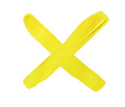 Cross mark of Yellow brush isolated with transparent image.