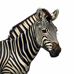 Naklejka premium Zebra, animal, mammal, white and black, illustration, photo, art, fake cgi