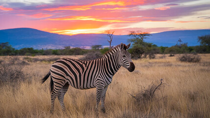 Naklejka premium Zebra, animal, mammal, white and black, illustration, photo, art, fake cgi