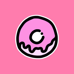 Sweet Pink Donut Vector Illustration
