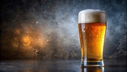 A close-up shot of a refreshing beer in a frosty glass, drink, alcohol, beverage, brew, golden, cold, foam, bubbles, pint, refreshing