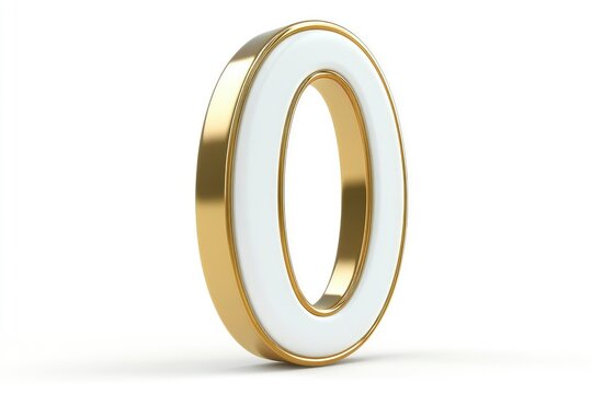 recommend clip art: White zero percent or 0 % with gold outline isolated over white background. 3D rendering with generative ai