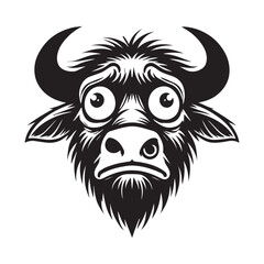 Fototapeta premium Buffalo Face Logo Concept - Bison vector illustration in black and white