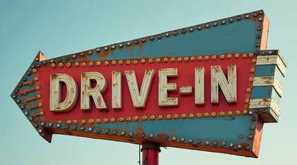 Classic vintage drive-in movie theater sign with retro design