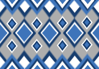 Blue Diamonds fabric pattern, pattern of kaleidoscope abstract grey pattern