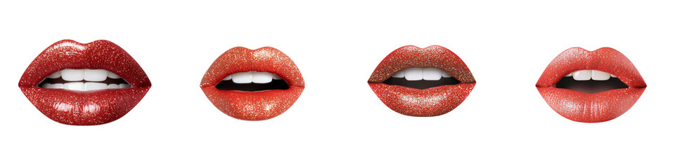 Obraz premium A collection of vibrant lip illustrations showcasing various shades and styles, perfect for beauty and makeup projects. transparent background