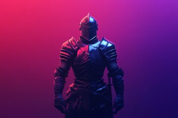 Fototapeta premium Knight in Neon Light.