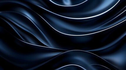 Fototapeta premium Metallic silver swirling lines on a dark midnight blue background, intricate yet harmonious, seamless pattern, subtle highlights and shadows, modern elegance.
