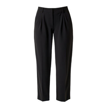 Elegant black pants with pleats, perfect for formal occasions or professional attire, combining style and comfort effortlessly. transparent background