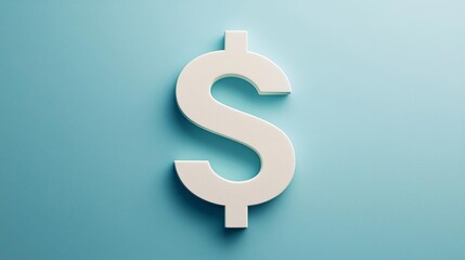 Obraz premium A modern, stylish dollar sign symbol on a soft blue background, representing finance, wealth, and economic concepts.